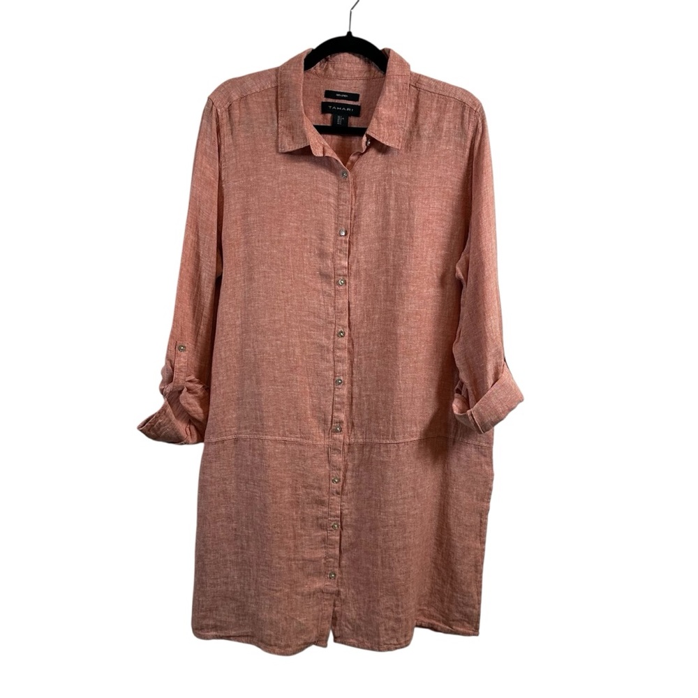Tahari Rose-Mauve Button-Front Midi Shirt Dress